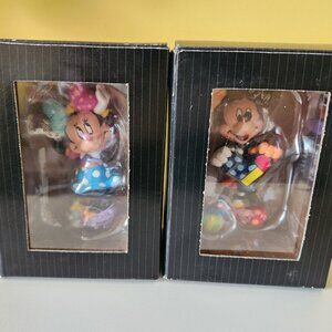 Britto Disney Mickey (with heart) and Minnie (fixing bow) Figurines with tags